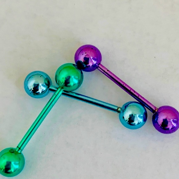 New 3 Metallic Tongue Rings - Picture 1 of 2